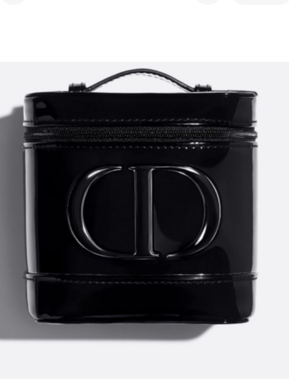 CD Dior Black Shiny Patent Top Handle Cosmetic Bag Clutch Vanity Box New 2026 - Picture 2 of 2